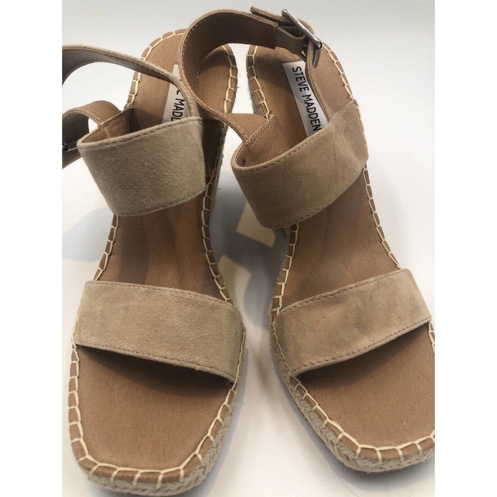 Steve Madden URI Espadrille Wedge Sandal in Tan Suede Size 10 Women New Comfort - Picture 5 of 11
